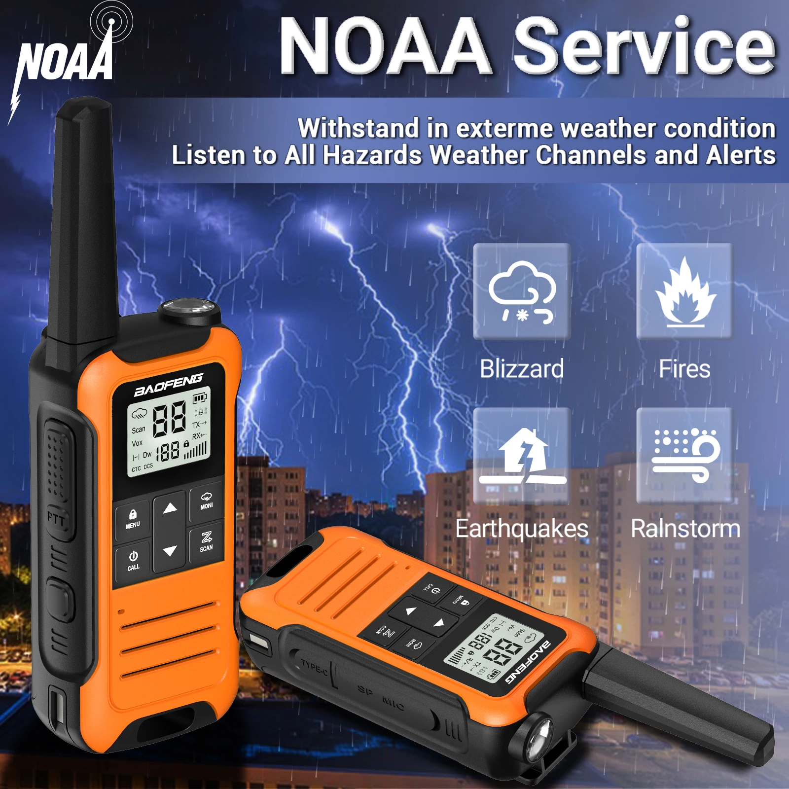 2 uds Baofeng F22 Mini Walkie Talkie PMR FRS linterna recargable de largo alcance niños Radio bidireccional cargador tipo C para viaje de Camping - imagen 5