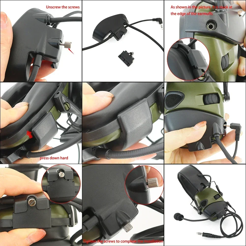 Auriculares tácticos Airsoft, adaptador de orejeras antiruido, Kit de micrófono externo para Howard Leight Impact Sport, orejera de tiro electrónico - imagen 3