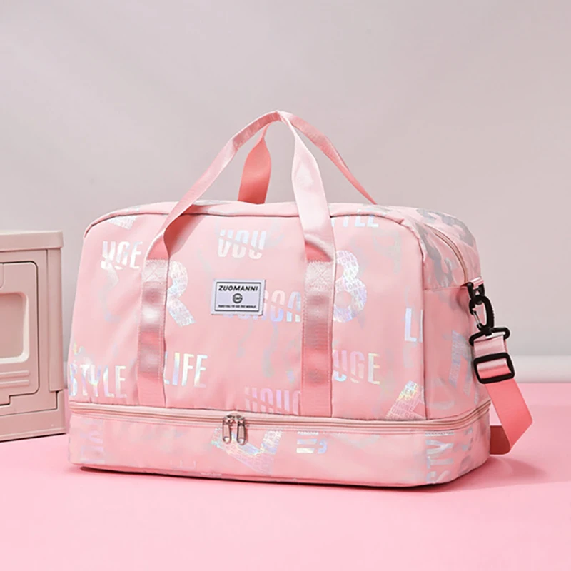 Bolso de hombro tipo bandolera para deportes de gimnasio, compartimento para zapatos, viaje al aire libre, fin de semana, bolso de mano para viaje con separación en seco y húmedo - imagen 2