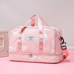 Bolso de hombro tipo bandolera para deportes de gimnasio, compartimento para zapatos, viaje al aire libre, fin de semana, bolso de mano para viaje con separación en seco y húmedo