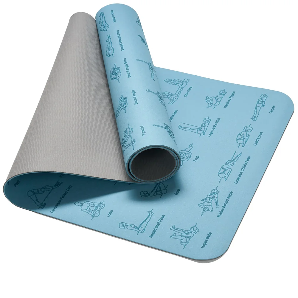 Esterilla de Yoga de 5mm de grosor con Poses impresas para Pilates, 183x60x5cm, esterilla grande antideslizante para ejercicio en el gimnasio - imagen 2