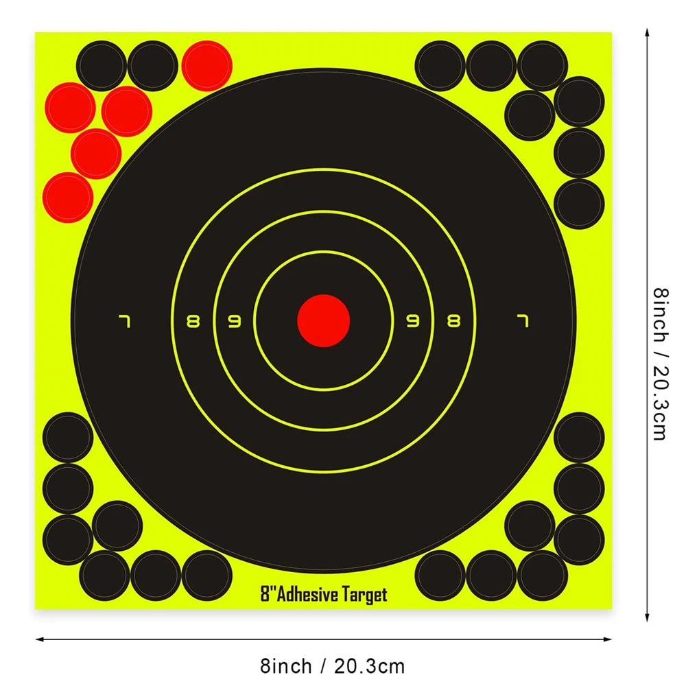 20 piezas pegatinas de alvos contra salpicaduras, papel de destino de tiro, papel de tiro autoadhesivo de 8 ", objetivo amarillo fluorescente para Airsoft - imagen 4