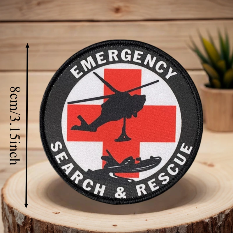 Parche de impresión de búsqueda y rescate, chaleco táctico, sombreros con gancho y bucle, insignia de moral, mochila, pegatinas decorativas, parches para brazalete para ropa - imagen 3