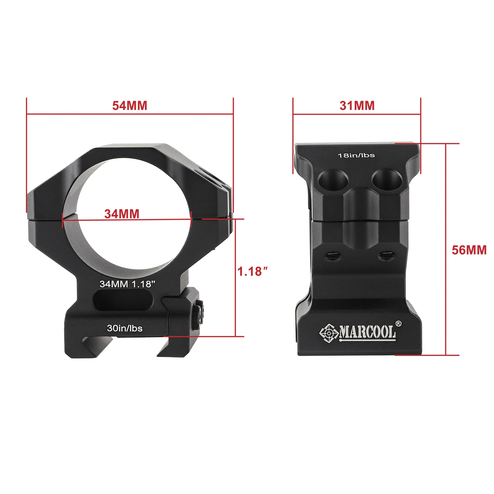 MARCOOL táctico 34mm alcance anillo montaje alcance doble anillos Riflescope accesorios de caza 20mm M/H Weaver Mount - imagen 4