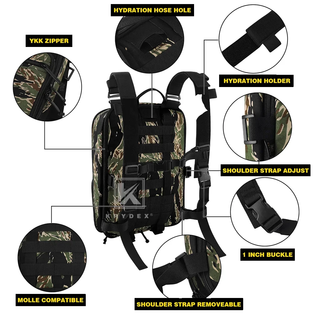 KRYDEX-mochila táctica Flatpack D3, paquete de asalto expandible de 23L, correa MOLLE de hidratación, paquete EDC de viaje, accesorios de caza - imagen 3