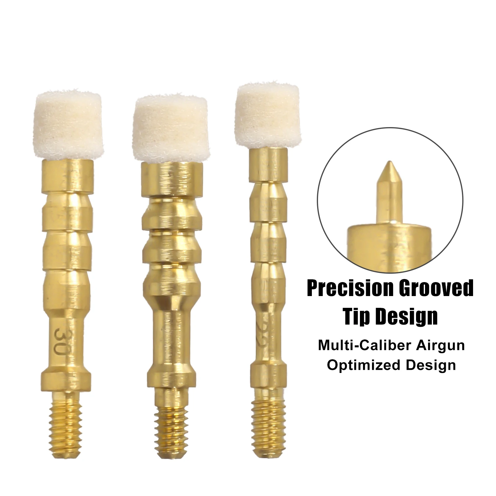 Kit de pellets de limpieza de pistola, 9mm.22.30cal, limpieza de Rifle de pistola, Kit de pellets de fieltro de lana de algodón con punta ranurada de latón para limpieza de pistola - imagen 5