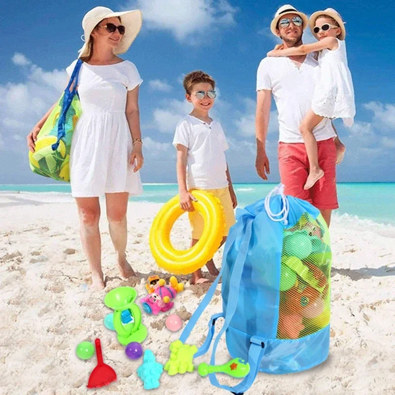 Mochila de almacenamiento para playa al aire libre, mochila con cordón para natación, playa, Camping, juguetes, ropa, zapatos, bolsas de almacenamiento de artículos diversos, 3 uds.