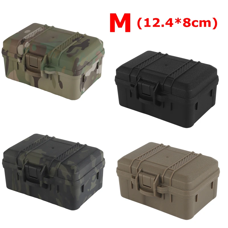 Caja de almacenamiento de equipo táctico de 12,4x8cm, caja versátil multifuncional para exteriores, linterna de medicina EDC, estuche impermeable, caja láser