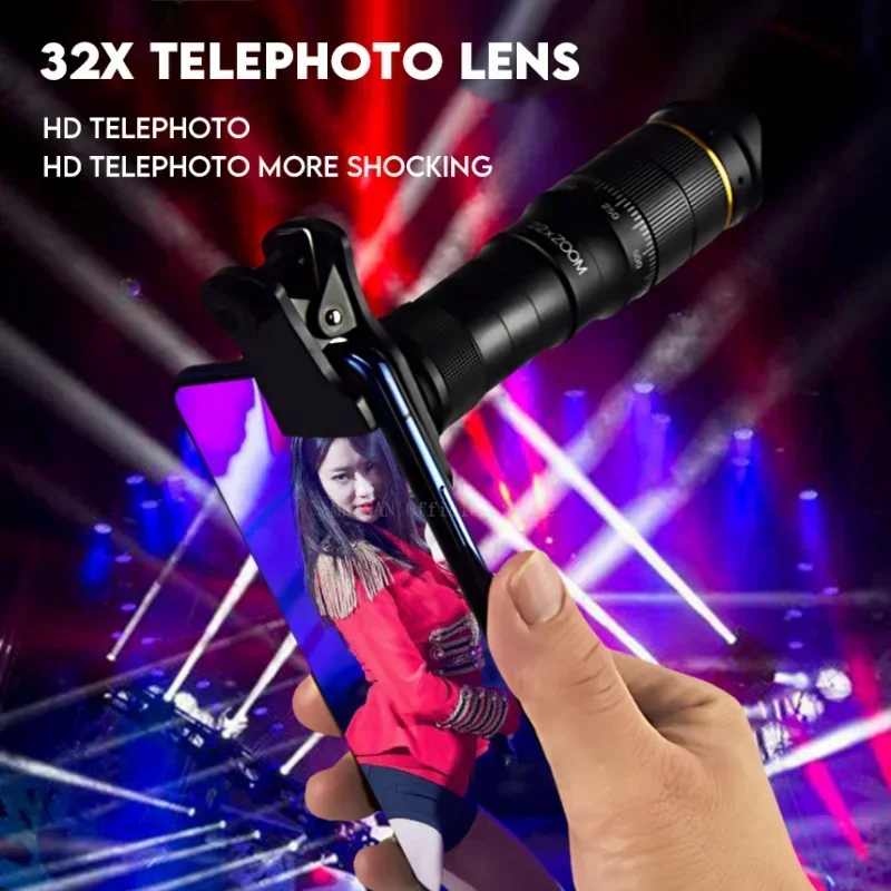 Telescopio Monocular profesional de 32x22x4K, lente de teléfono con Zoom HD, teleobjetivo con trípode, telescopio de Metal para turismo - imagen 3