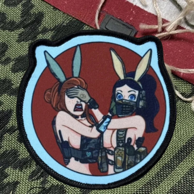 Parche estampado de Chica de Anime, chaleco táctico con gancho y bucle, insignia de moral militar, mochila, pegatina decorativa, parches para brazalete para ropa - imagen 4