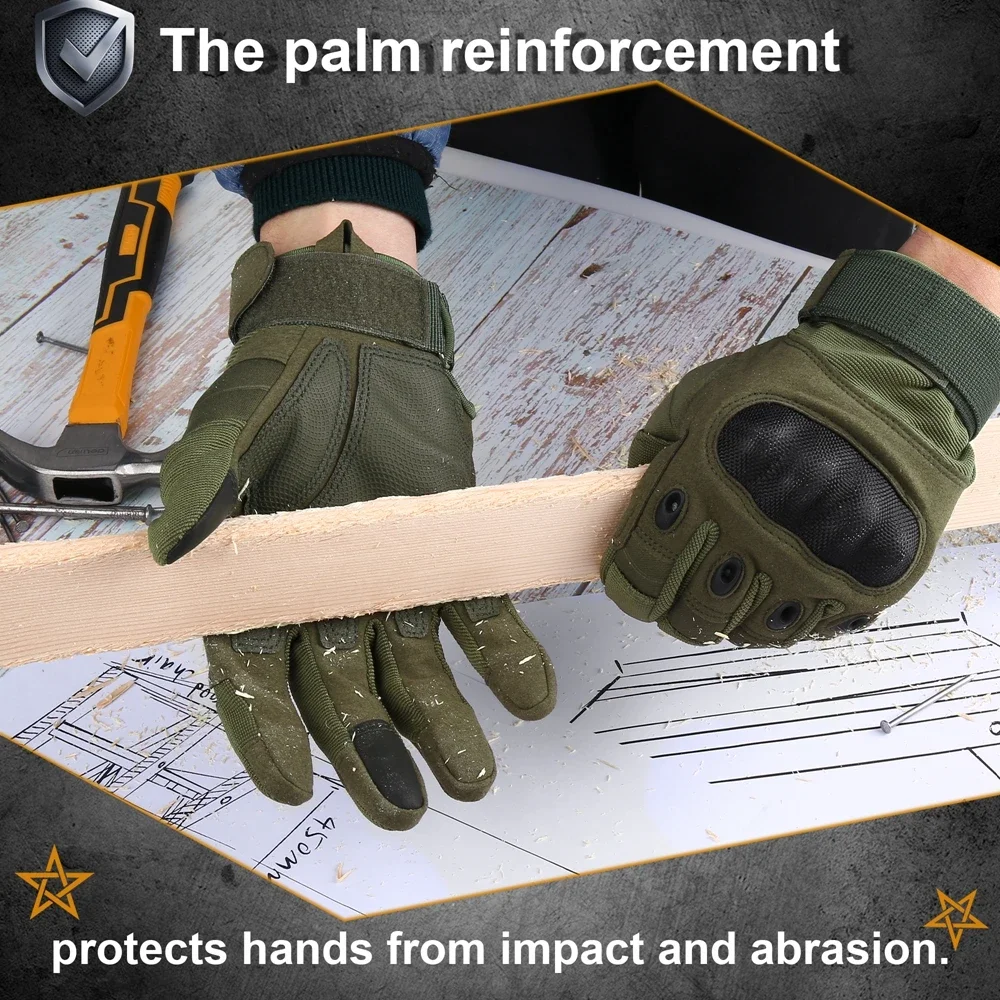 Guantes tácticos de ciclismo, guante de pantalla táctil, deportes, escalada, bicicleta y senderismo, Camuflaje, Airsoft, militar, guantes con dedos completos - imagen 5