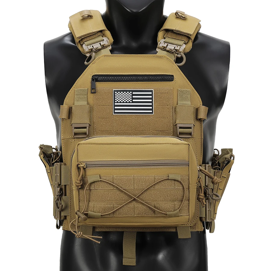 Chaleco de caza desmontable rápido para hombros y cintura con bolsa de equipo de gran capacidad que cuelga el sistema MOLLE frontal