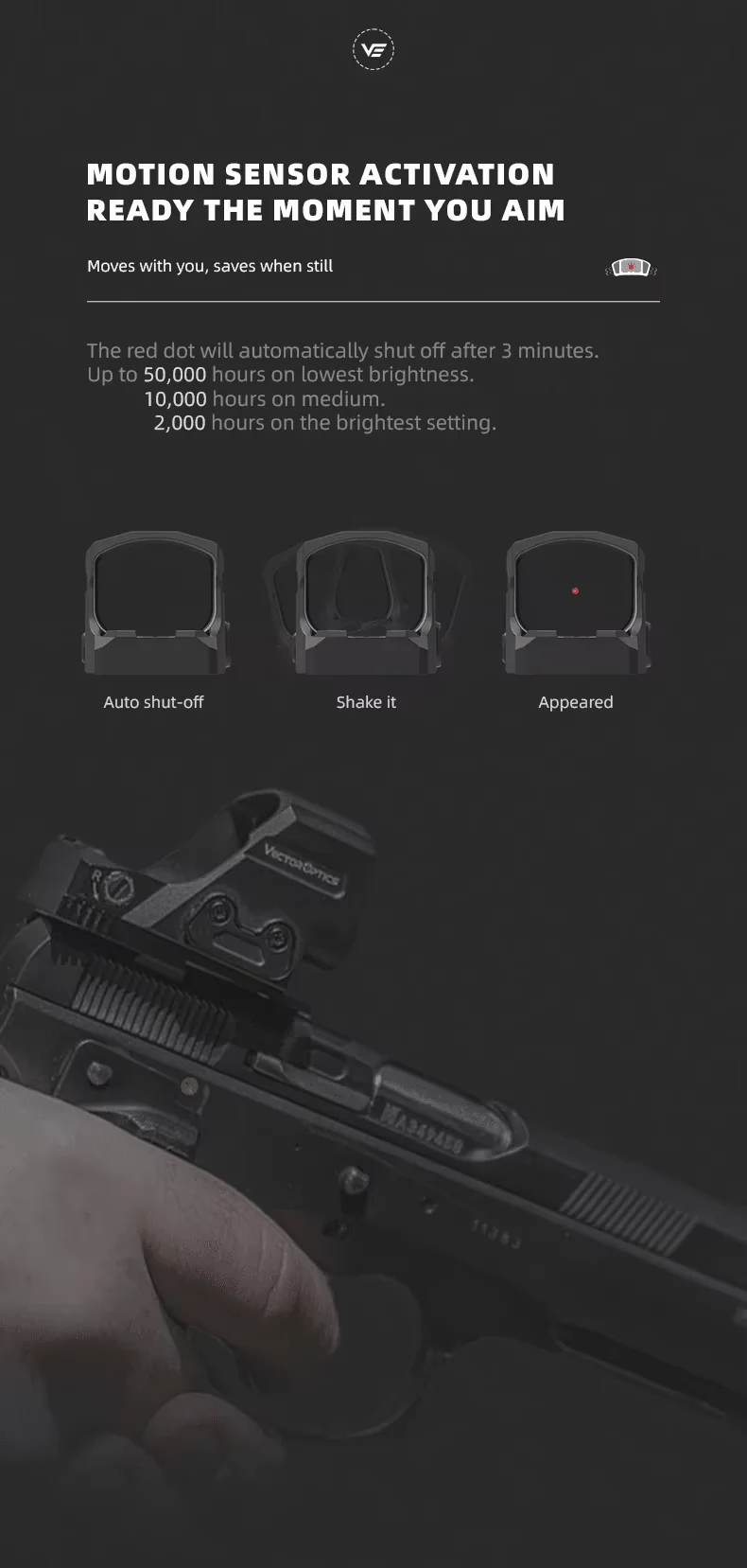 Vector Optics Frenzy 1x24x29 6MOA Mira Reflex Red Dot para Pistola | Ventana Extra Grande | Apagado Automático | Aluminio 7075-T6 - imagen 5