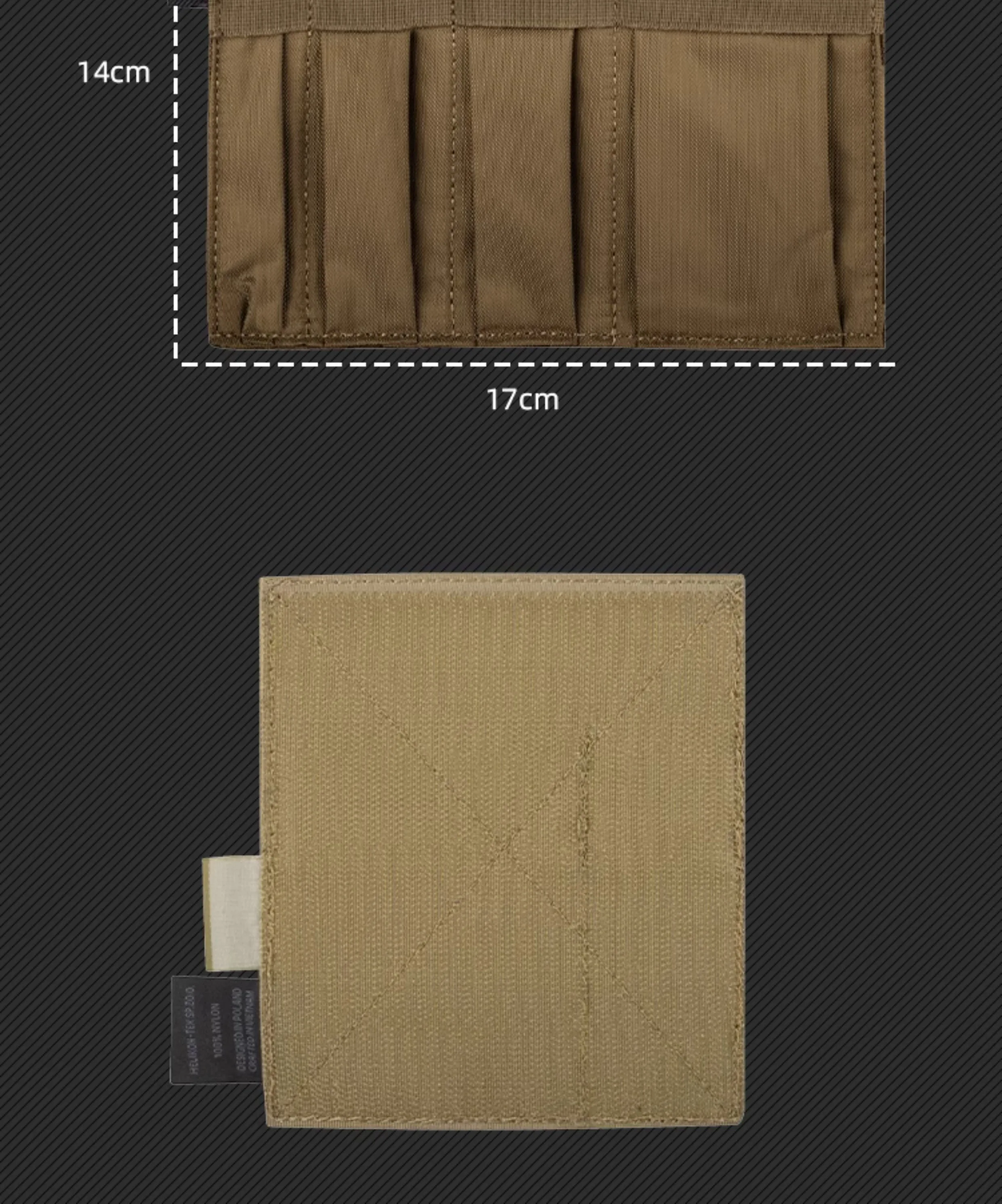Detalle del panel y estructura para modular el orden en la mochila