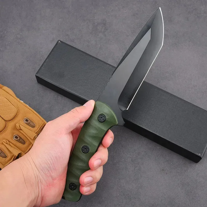 Cuchillo de supervivencia al aire libre de alta dureza, cuchillo de autodefensa, cuchillo táctico, cuchillo multifuncional de pesca salvaje con funda K, recto - imagen 3