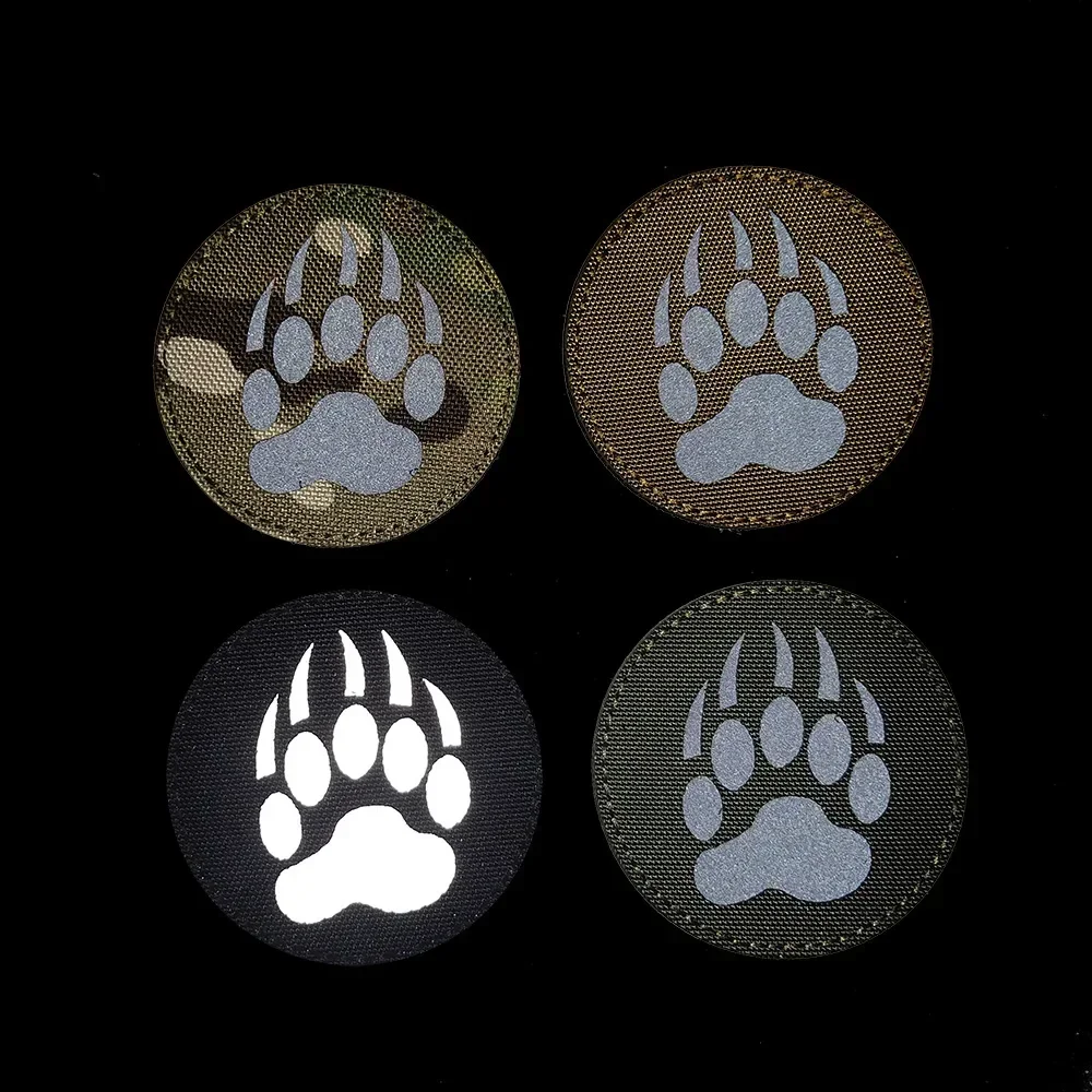 Insignia de moral de pata de oso, parches de gancho y bucle de reflejo infrarrojo, brazalete táctico, equipo para exteriores, pegatinas de decoración para mochila - imagen 2