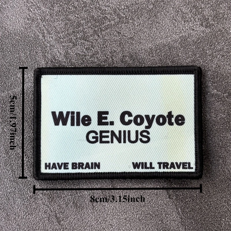 Parche táctico con estampado de "tarjeta de visita Wile E Coyote", insignia de moral militar, parches con gancho, brazalete para mochila - imagen 2