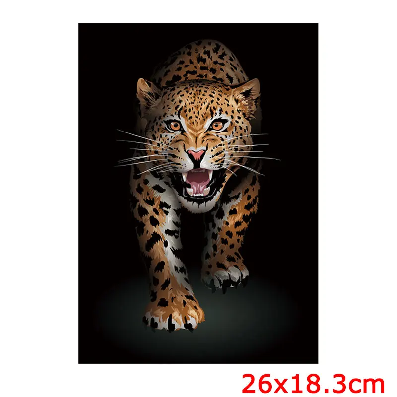 Parche de animales, pegatina térmica para ropa, parches Punk de leopardo, Lobo para camiseta, transferencia de hierro para ropa, apliques térmicos DIY - imagen 3