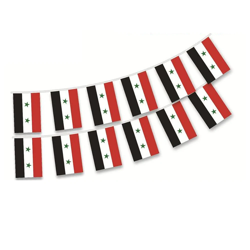 BANDERA DE SKY, banderines de Siria, 14x21cm, 20 unids/lote, banderas de cuerda de Siria, banderín, pancarta, fiesta, vacaciones para decoración