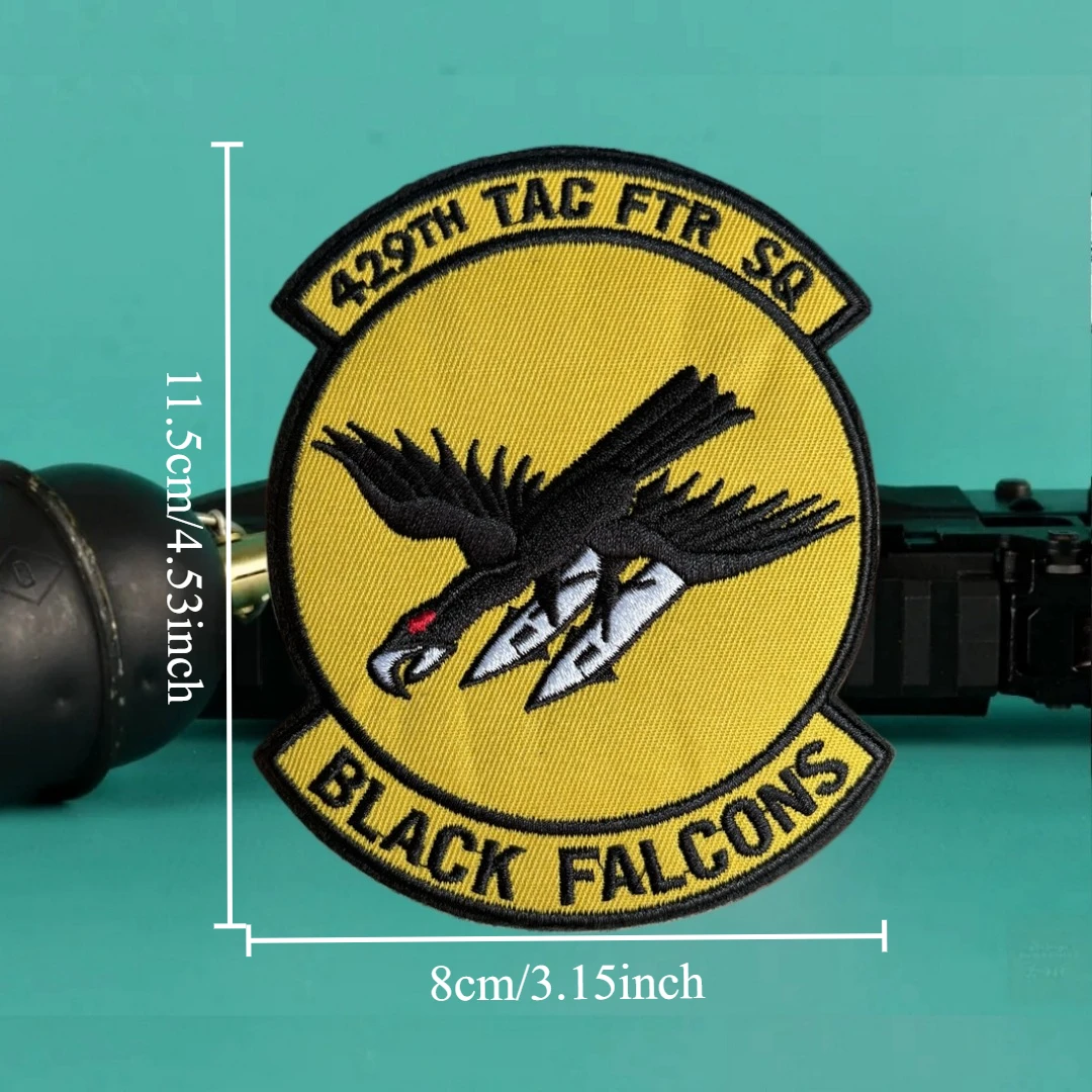 Parche de halcones negros, insignia de moral bordada, brazalete táctico, gancho militar y bucle, accesorios para mochila al aire libre, pegatinas - imagen 2