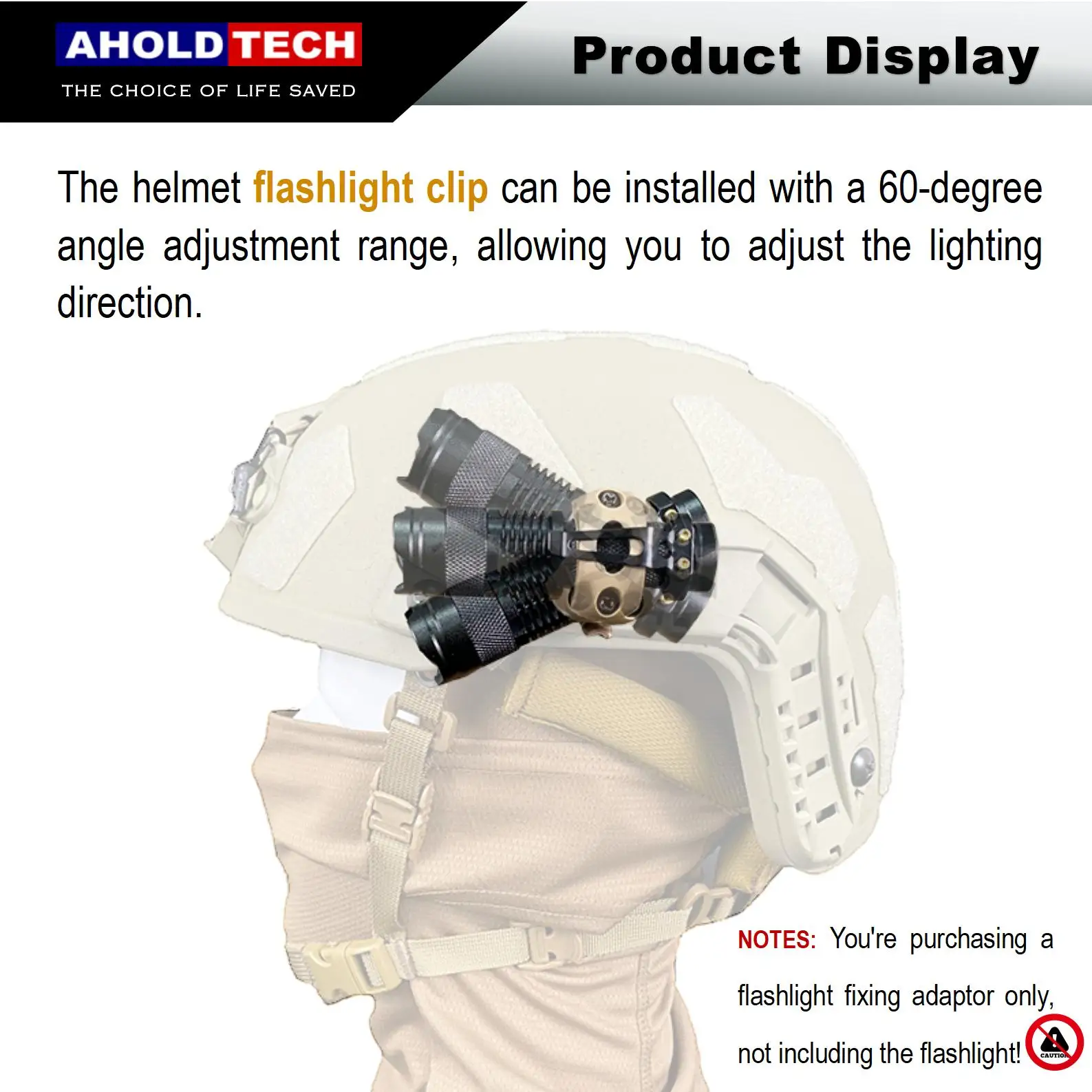 Clip para linterna ARC Rial para casco, soporte ajustable multiángulo, Kit de abrazadera de luz para casco táctico, montado en riel rápido para casco Wendy - imagen 3