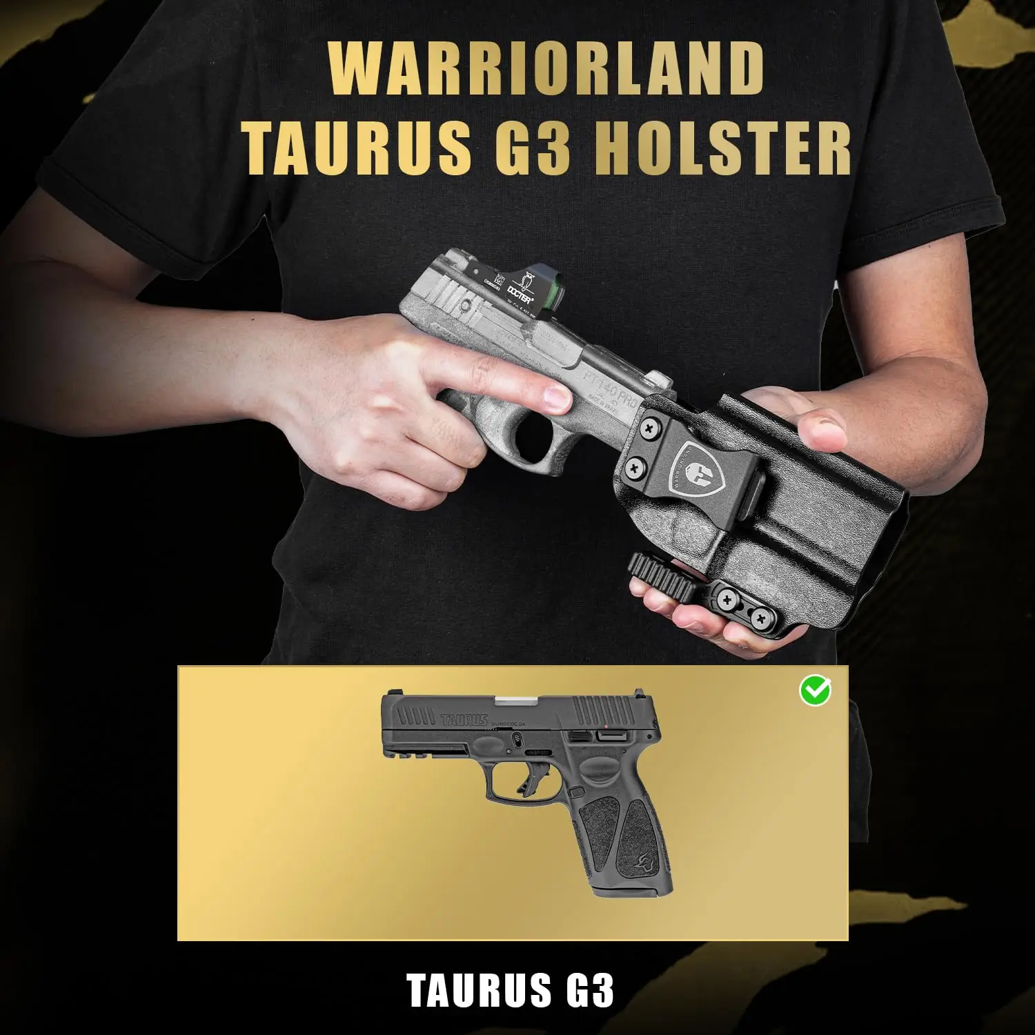 Sólo para Taurus G3, funda IWB Kydex con garra, sonido de clic, fundas de pistola tácticas de extracción rápida, bolsas de pistola derecha, garra 4 - imagen 2