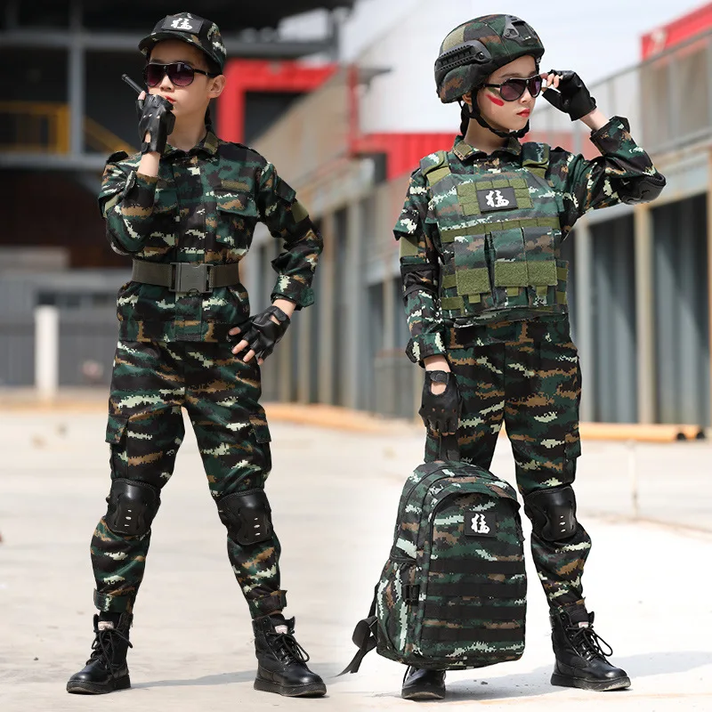 Traje de camuflaje para niños, disfraz de primavera al aire libre, campamento para hombres y mujeres