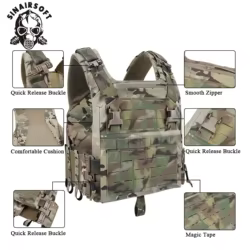 SINAIRSOFT-Chaleco táctico MOLLE de liberación rápida, sistema portador de placa, faja de ajuste rápido, equipo de combate, chalecos de caza