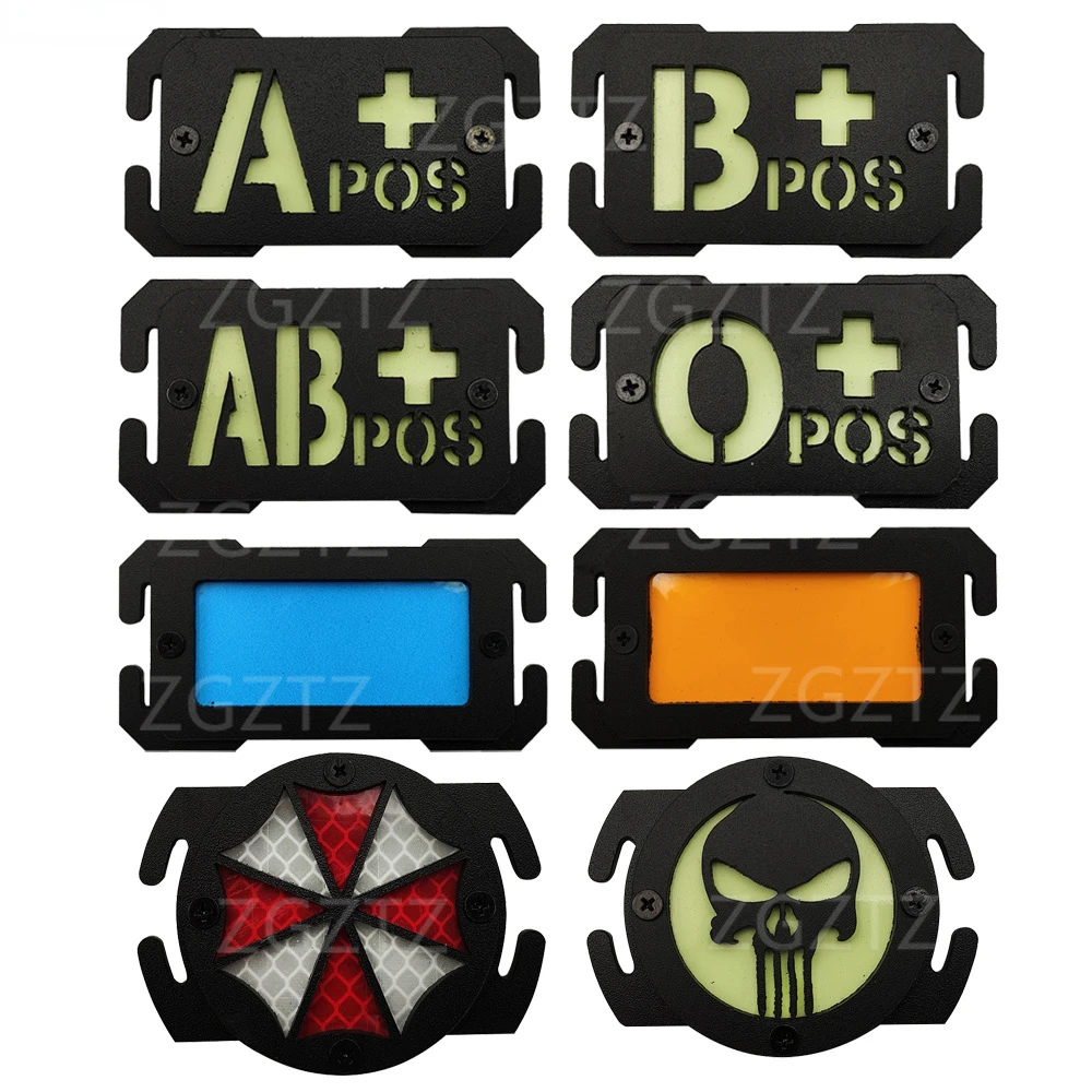 Grupo de sangre cuatro tipos táctico Molle marca luminosa herramientas al aire libre accesorios Molle de plástico mochila engranajes Compatible EDC Punisher - imagen 2