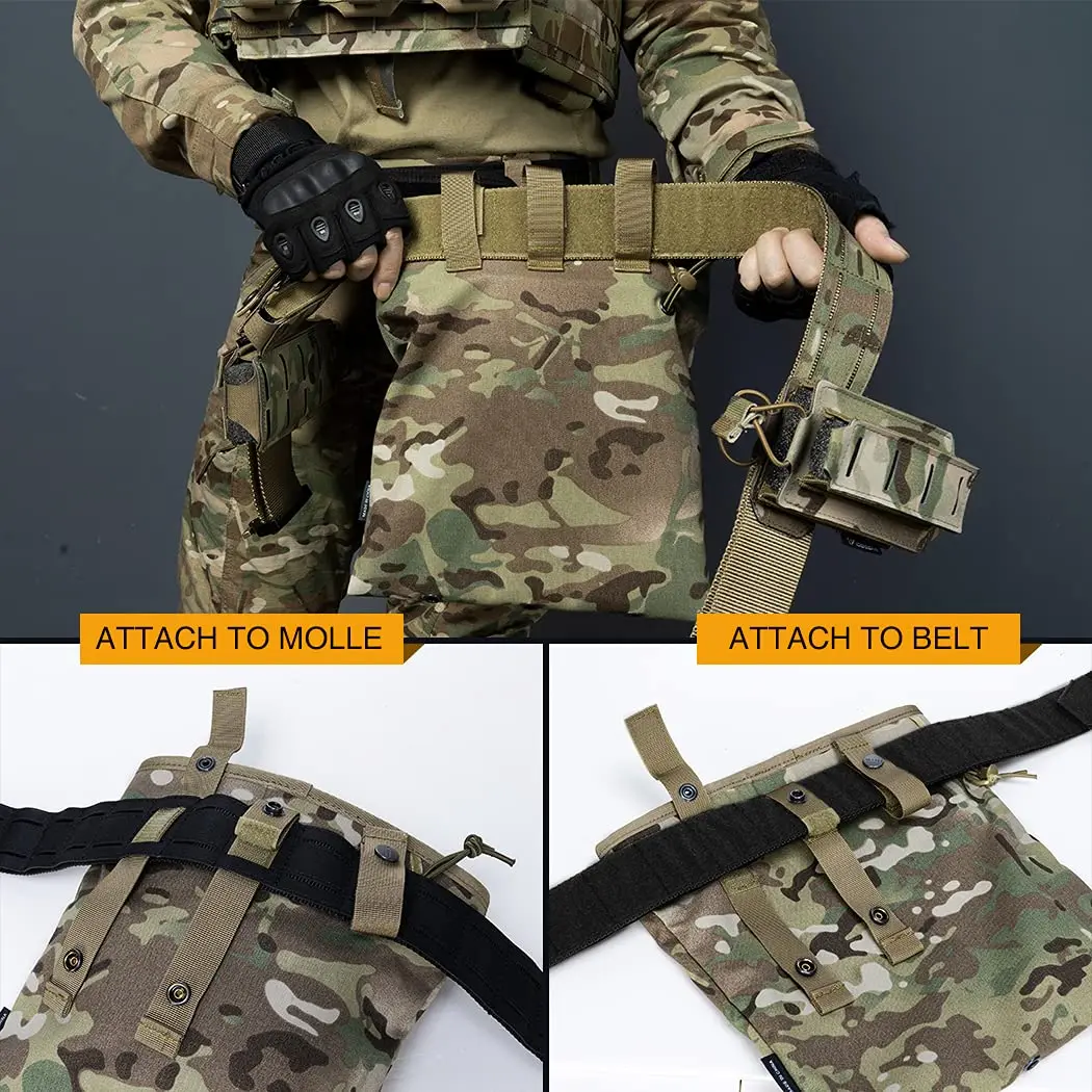 Bolsa de forraje táctico Airsoft, bolsa de basura enrollable Molle ligera, bolsa de accesorios Mag de nailon 500D para Paintball, Softair, senderismo - imagen 2