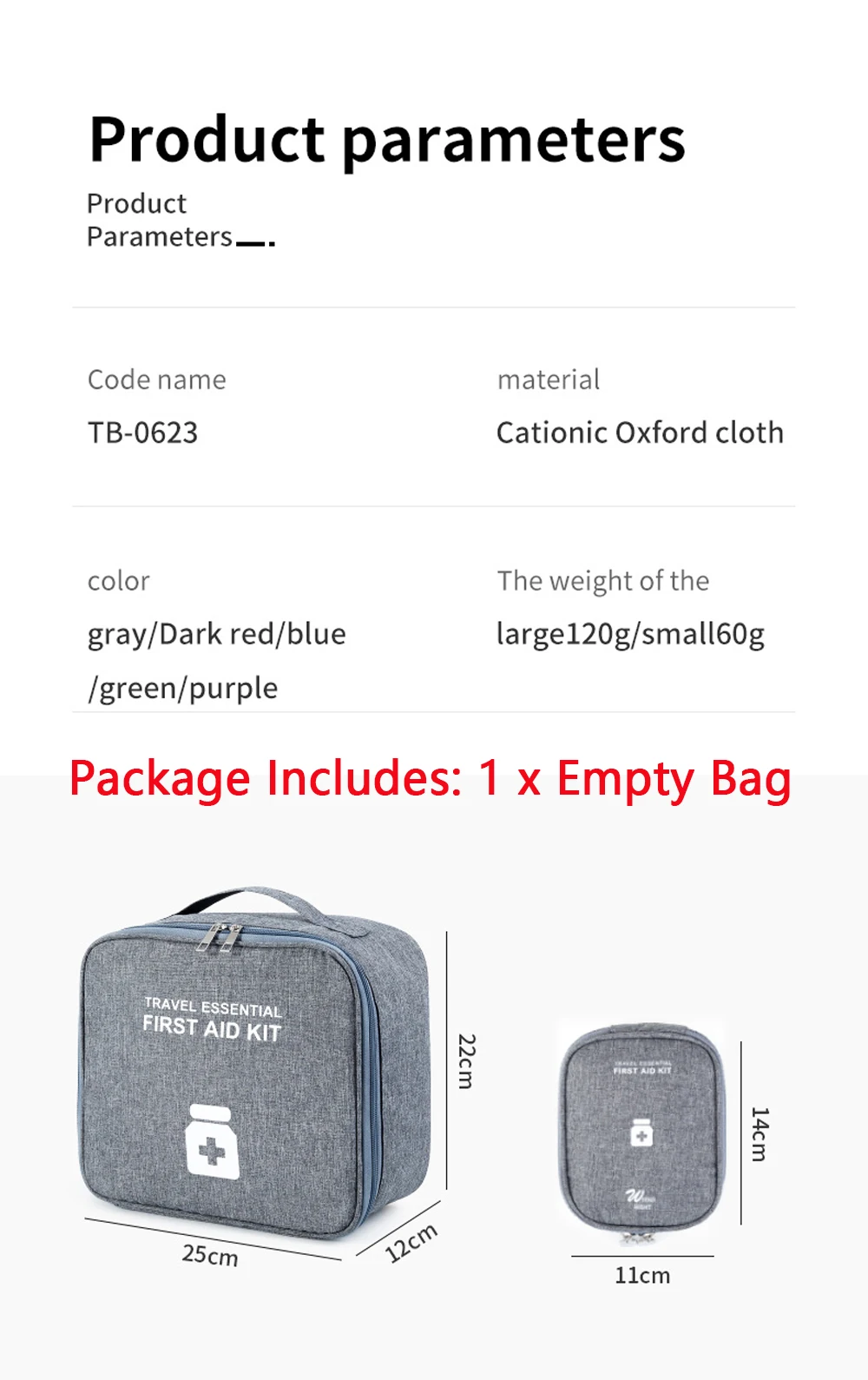 Botiquín de primeros auxilios para viaje en casa, organizador, bolsa de almacenamiento de medicina, caja médica de capacidad S/L, bolsa de emergencia de supervivencia portátil para exteriores - imagen 5