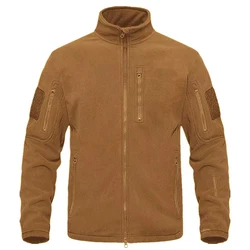 Chaqueta Polar de lana para hombre, abrigos tácticos de invierno con cremallera completa, a prueba de viento, cuello simulado, cálido, caza, Camping, senderismo, chaquetas de lana al aire libre