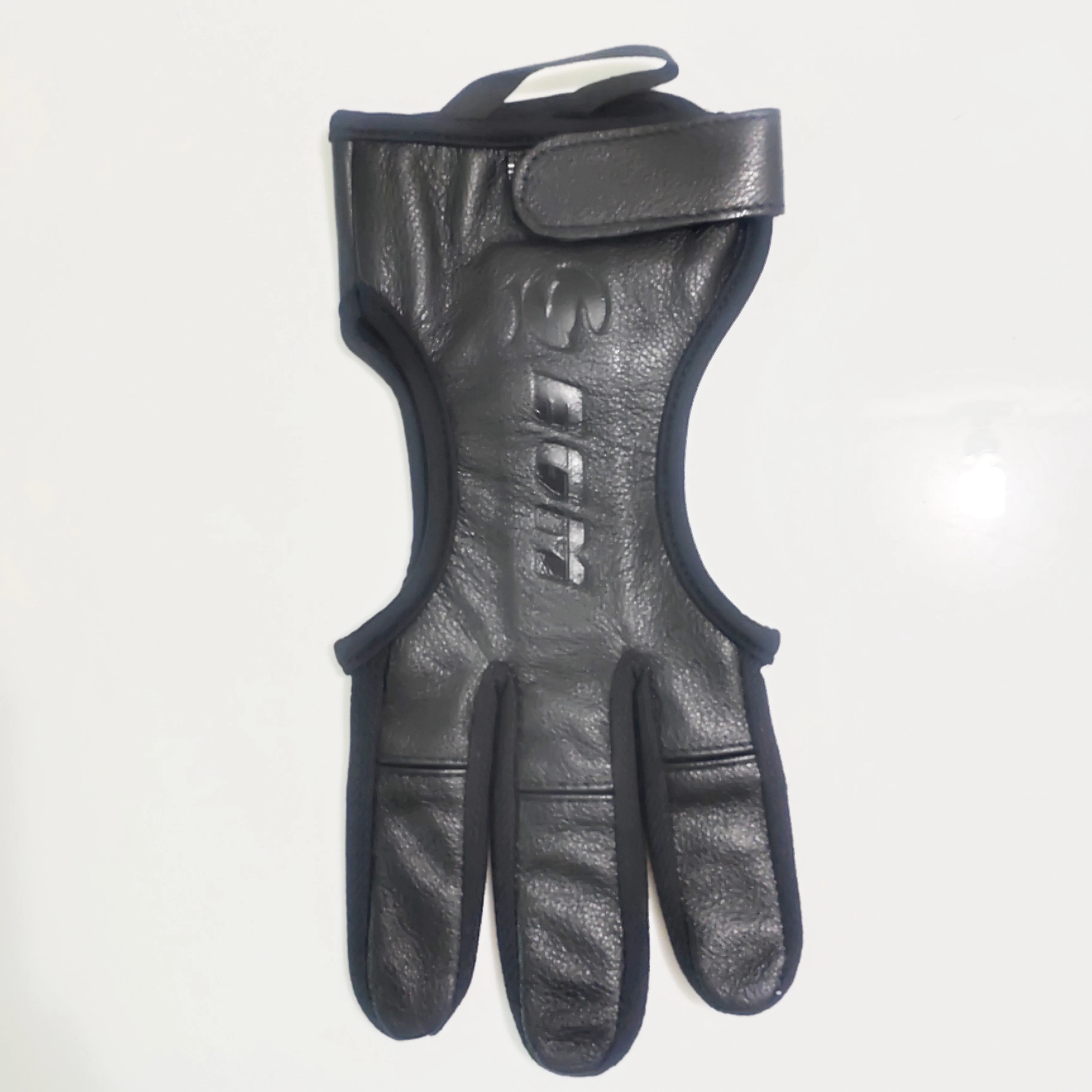 Guantes de cuero de 3 dedos, ropa protectora negra de alta elasticidad para tiro con arco, calidad nueva para caza y tiro - imagen 3
