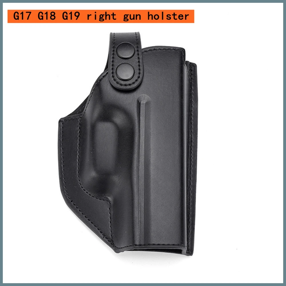 Funda de cuero suave Gl0ck 17 18 19 para pistola, funda táctica de cuero para mano derecha, funda para pistola de cintura para hombres y mujeres, bolsa para colgar