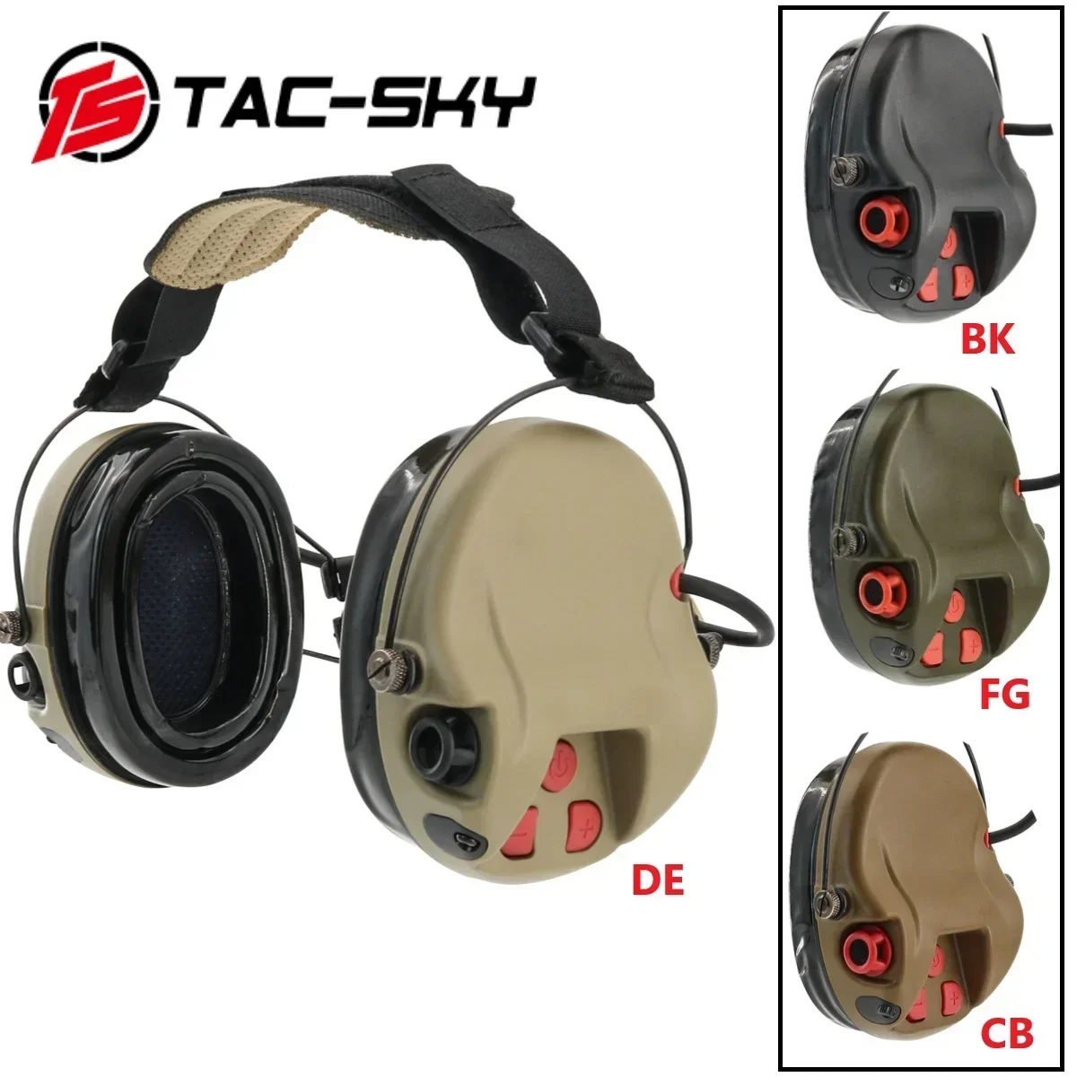 TS TAC-SKY protección auditiva electrónica táctica H300B auriculares con cancelación de ruido montados en la parte trasera orejeras de tiro - imagen 5