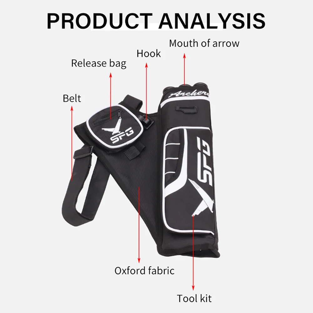 Aljaba de 3 tubos, cinturón ajustable, aljaba trasera, bolsa de flecha, soporte de flecha para arco recurvo y compuesto, caza y tiro, bolsa de 46cm - imagen 2