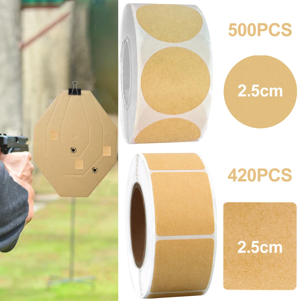 420/500 Uds pegatinas de destino parches autoadhesivos etiquetas de papel Kraft para objetivo parche Bullseye para práctica de tiro