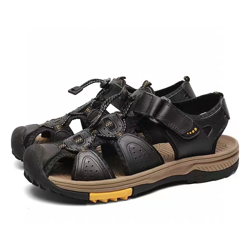 KOWM-zapatos de cuero de vaca para hombre, sandalias transpirables de malla, de secado rápido, para agua - imagen 3