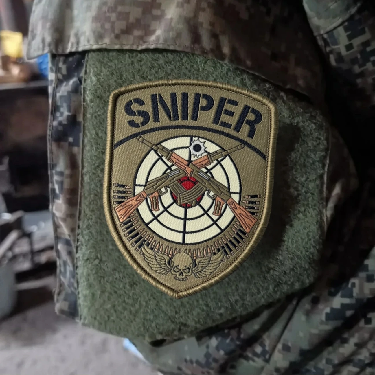 Parche moral táctico calavera Sniper – Tejido con velcro - imagen 5