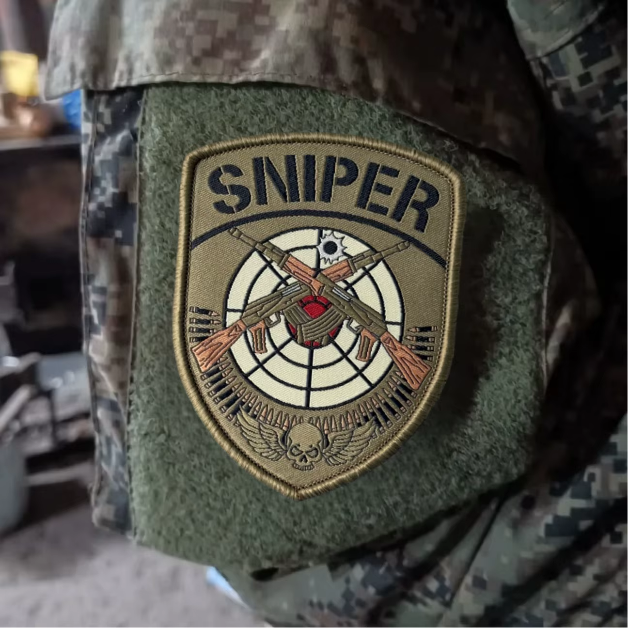 Parche moral táctico calavera Sniper – Tejido con velcro - imagen 5