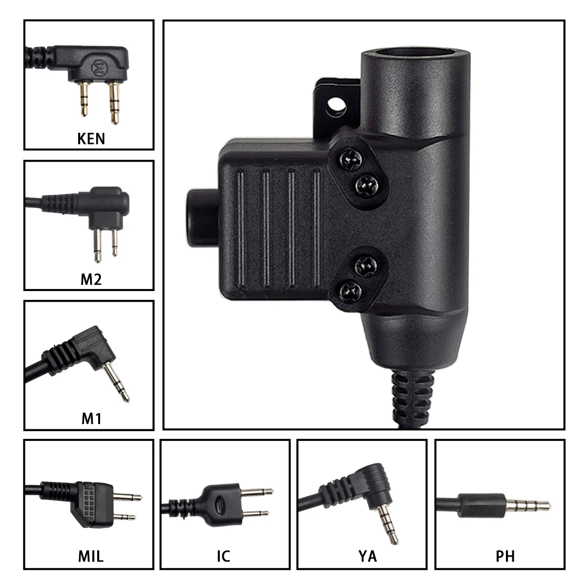 Cable de auriculares táctico PTT, conector Compatible con comunicación de interfono para teléfono móvil ICOM Kenwood Motorola Midland Yaesu - imagen 3