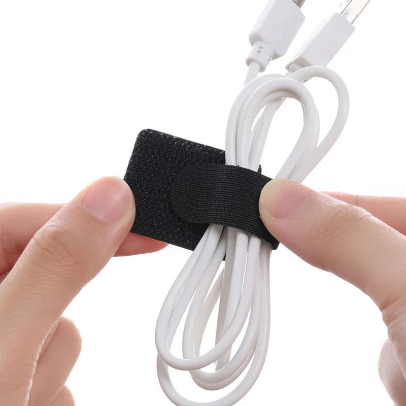 Hebilla inversa de nailon reutilizable para sujetar cables, gancho mágico, correas de velcro, acabado de línea adhesiva, color negro, 10/20 piezas, 28x90mm - imagen 4