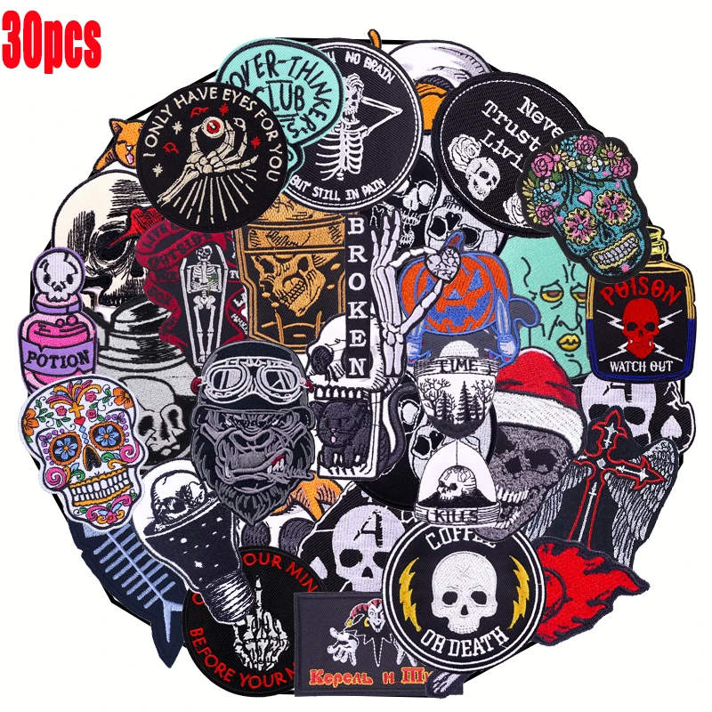 10/20/30/40/50 Uds. Parche Punk al azar de alta calidad parches bordados en ropa DIY parches para planchar para ropa pegatinas para coser - imagen 5