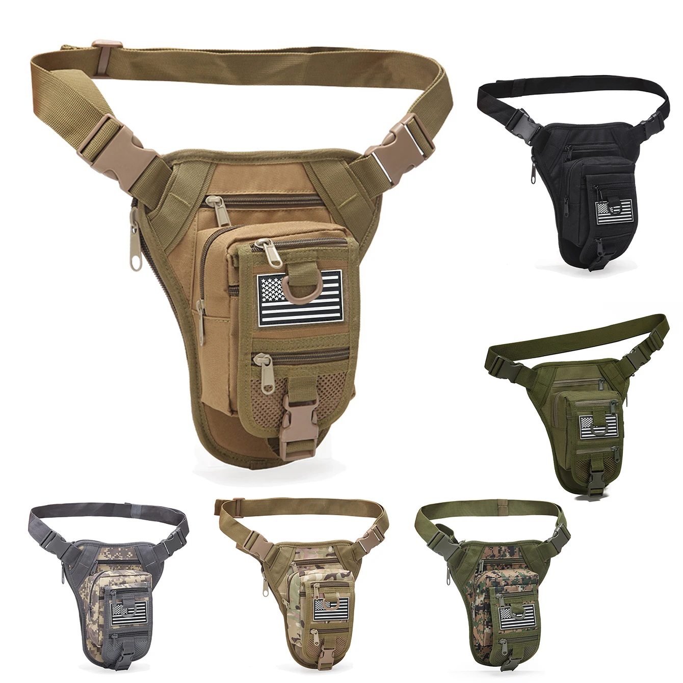 Riñonera ajustable para deportes al aire libre de hombre con múltiples bolsillos y riñonera duradera adecuada para senderismo y acampada