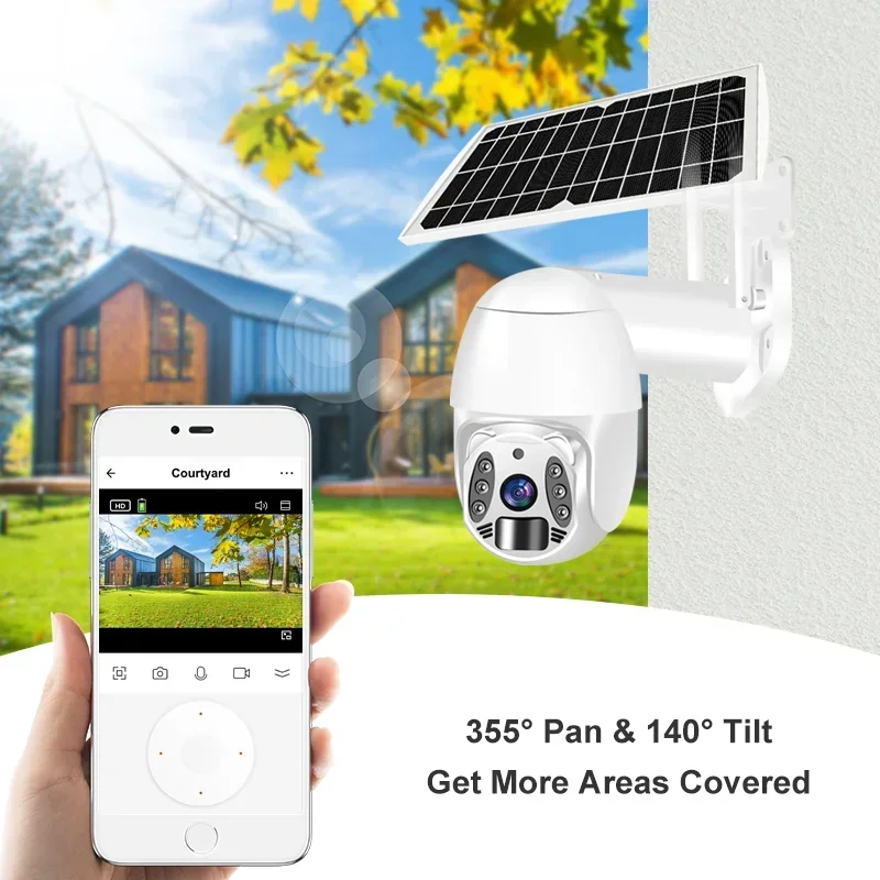 Cámara Solar Q6 Tuya con WIFI, Monitor de luz LED, impermeable, HD, 2MP, 360 °, protección de vigilancia, detección de movimiento, PIR - imagen 3