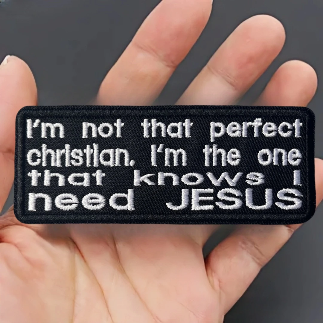 Parche de versículo de la Biblia, insignia de moral táctica, amor, Dios, fe, I Need JESUS, parches de gancho y bucle bordados, mochila, pegatina militar - imagen 5