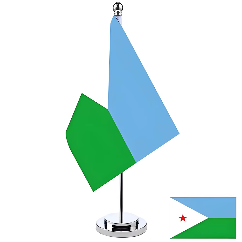 Bandera de escritorio Djibouti en poliéster para oficina