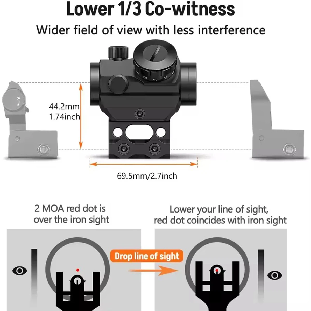RDS-25 táctico 4 1x20mm MOA Red Dot Sight óptica reflejo mira telescópica miras de caza aptas para rieles de 20mm Rifle para caza Airsoft - imagen 5