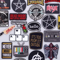 Parche gótico de póker Punk para planchar, parches bordados de Reaper y demonio para chaleco, chaqueta, decoración temática de jugador ousado, parches térmicos