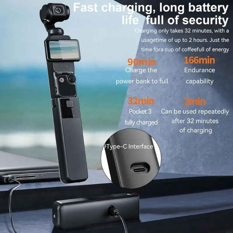 Manejo batería cámara carga rápida 22.5W con capacidad 5000 mAh suministro alimentación sin problemas para